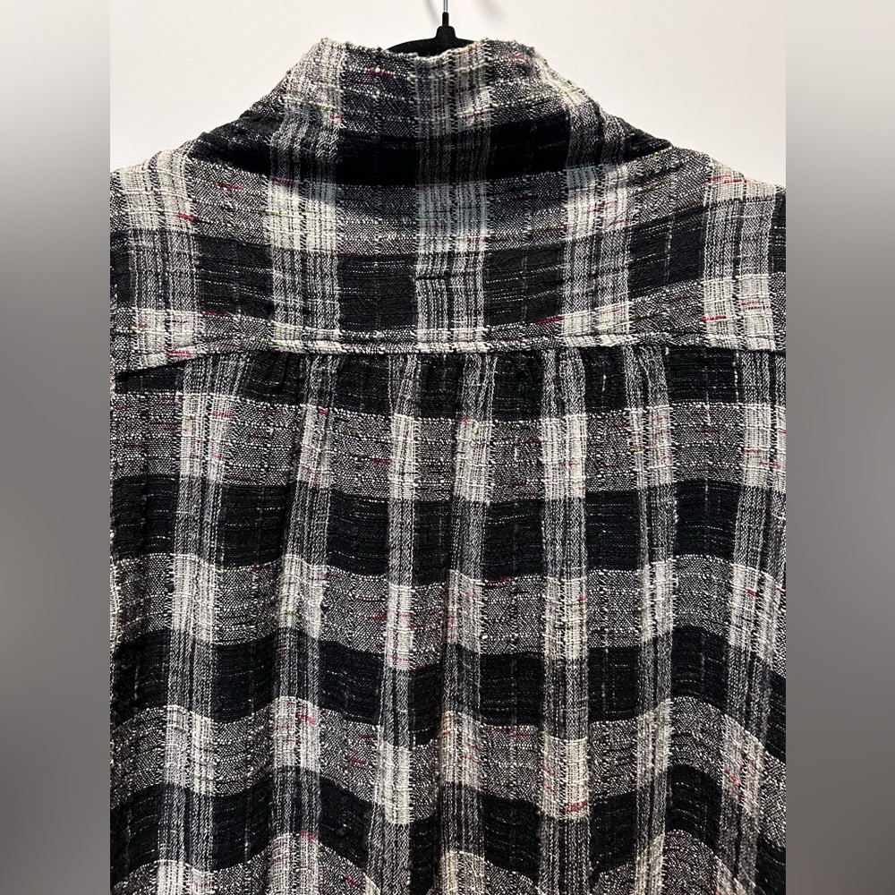 Free People Walk in the Park Plaid Cowl Neck Tunic Top Size S Farmhouse Boho - Picture 7 of 10